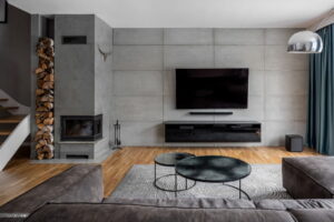 FIreplace Concrete cladding + Concrete feature wall