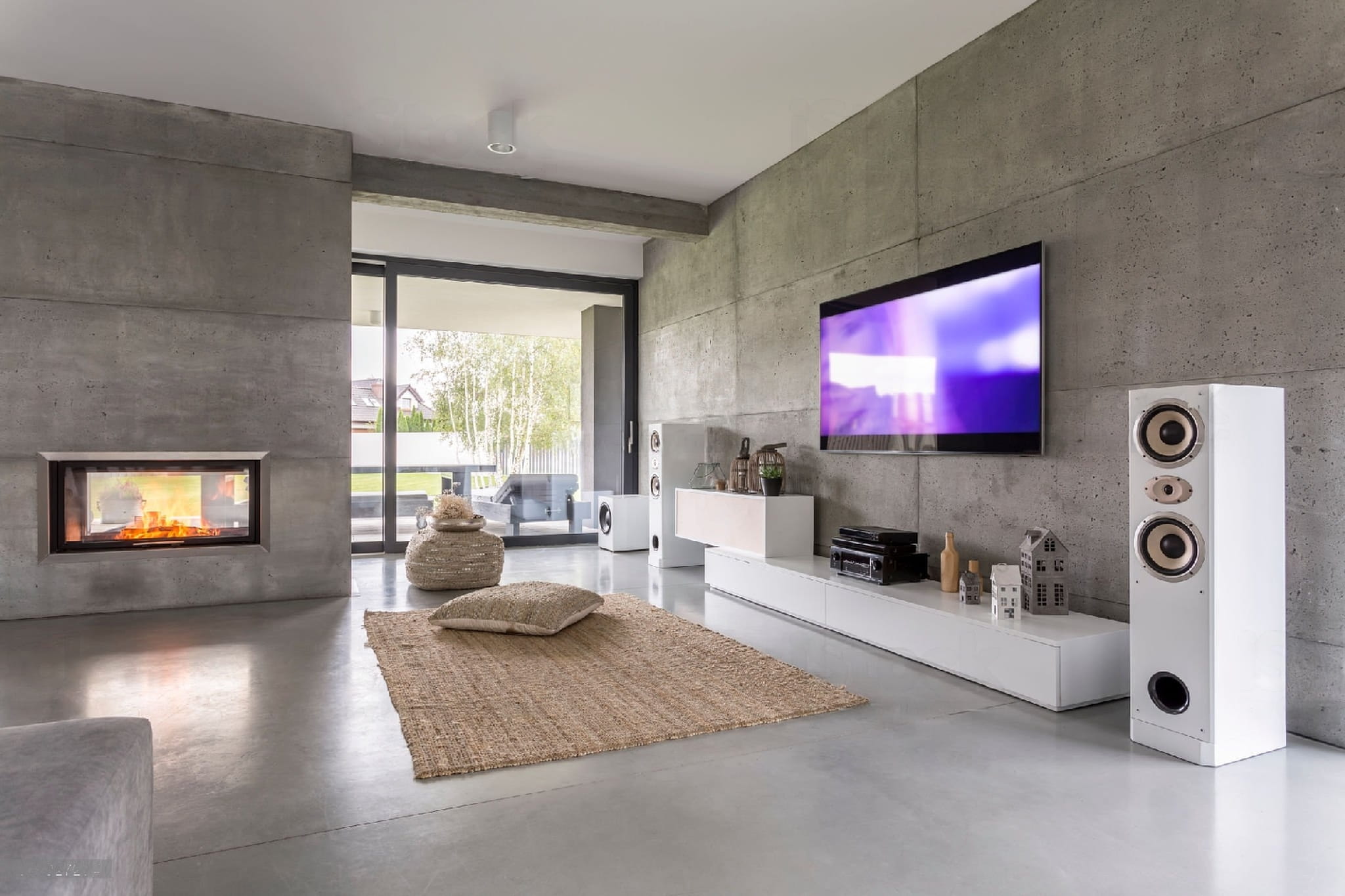 Interior Concrete Cladding Feature wall and Fireplace cladding